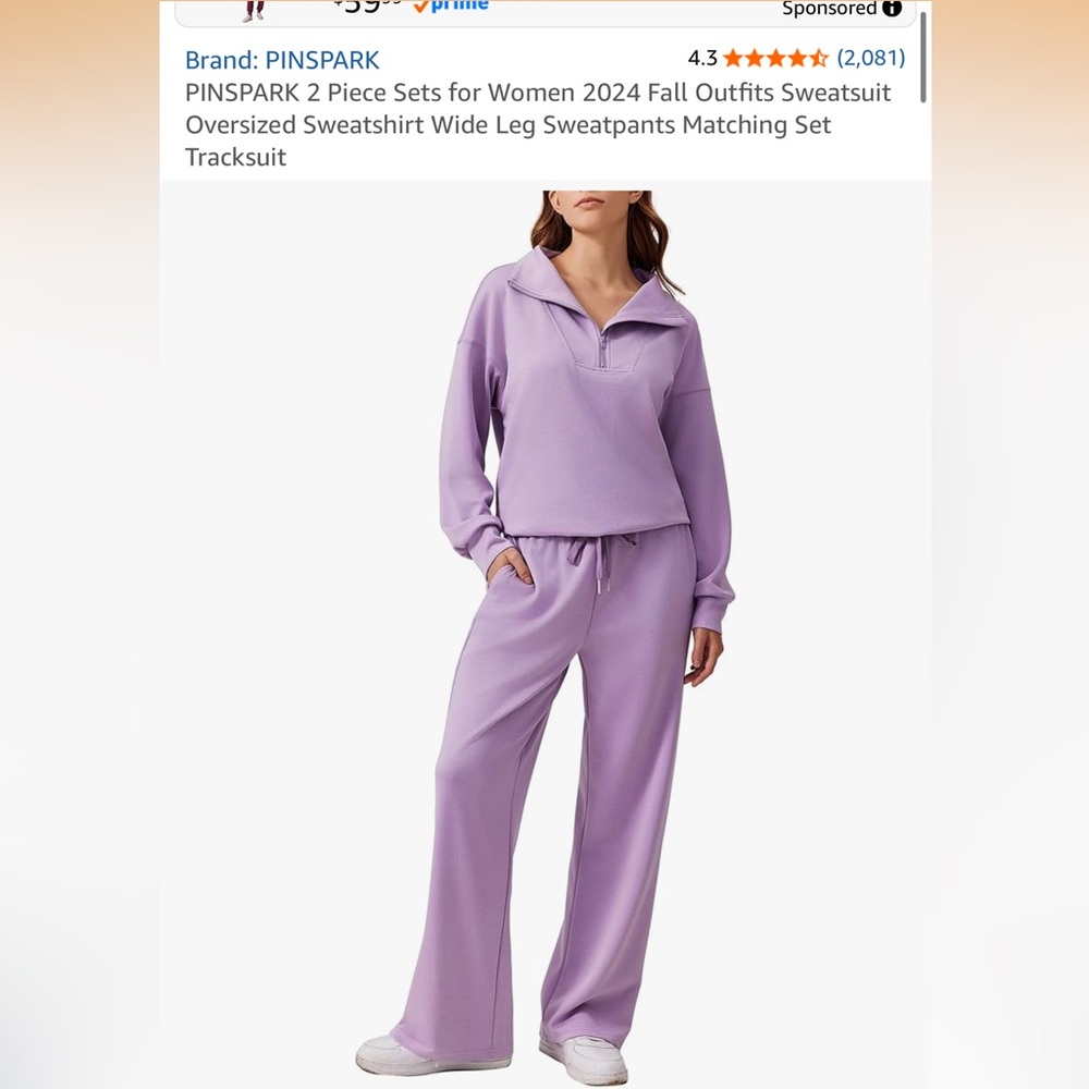 Pinspark Lavender Quarter-Zip Lounge Set size XXL women’s -